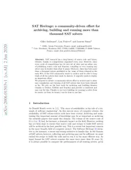 SAT Heritage: a community-driven effort for archiving, building and
  running more than thousand SAT solvers