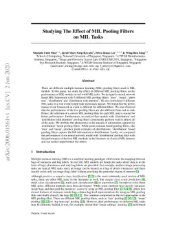 Studying The Effect of MIL Pooling Filters on MIL Tasks