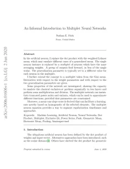 An Informal Introduction to Multiplet Neural Networks