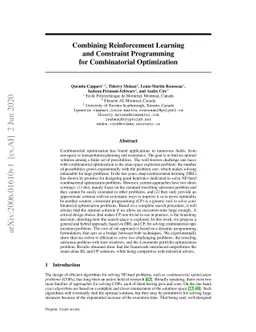 Combining Reinforcement Learning and Constraint Programming for
  Combinatorial Optimization