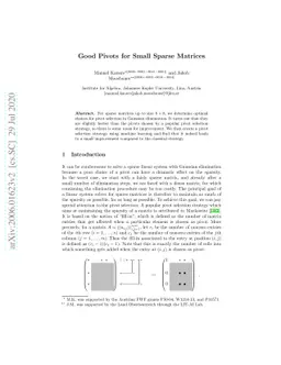 Good pivots for small sparse matrices