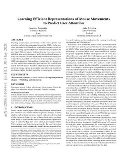 Learning Efficient Representations of Mouse Movements to Predict User
  Attention
