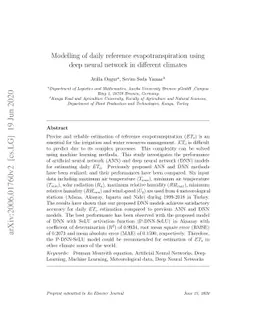 Modelling of daily reference evapotranspiration using deep neural
  network in different climates