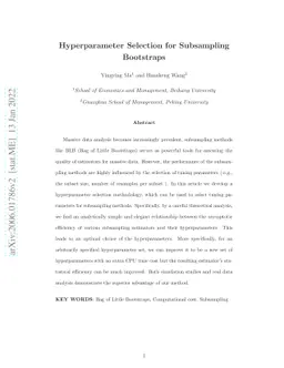 Hyperparameter Selection for Subsampling Bootstraps