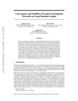 Convergence and Stability of Graph Convolutional Networks on Large
  Random Graphs