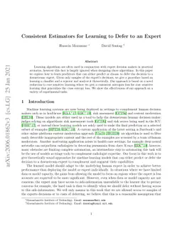 Consistent Estimators for Learning to Defer to an Expert