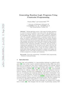 Generating Random Logic Programs Using Constraint Programming