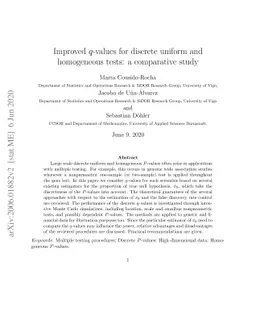 Improved $q$-values for discrete uniform and homogeneous tests: a
  comparative study