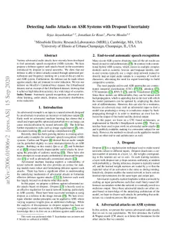 Detecting Audio Attacks on ASR Systems with Dropout Uncertainty