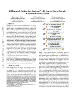 Offline and Online Satisfaction Prediction in Open-Domain Conversational
  Systems