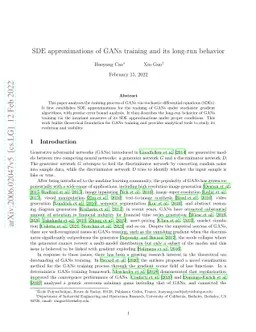 SDE approximations of GANs training and its long-run behavior