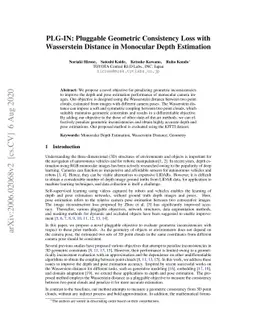 PLG-IN: Pluggable Geometric Consistency Loss with Wasserstein Distance
  in Monocular Depth Estimation