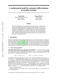 A mathematical model for automatic differentiation in machine learning
