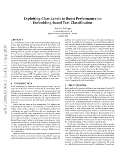 Exploiting Class Labels to Boost Performance on Embedding-based Text
  Classification