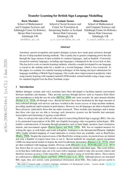 Transfer Learning for British Sign Language Modelling