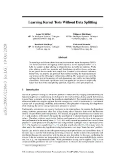 Learning Kernel Tests Without Data Splitting