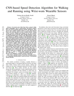 CNN-based Speed Detection Algorithm for Walking and Running using
  Wrist-worn Wearable Sensors