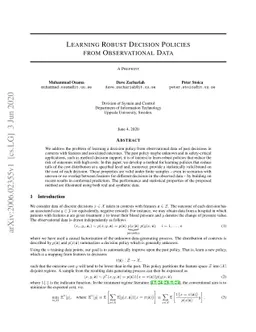 Learning Robust Decision Policies from Observational Data