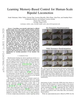 Learning Memory-Based Control for Human-Scale Bipedal Locomotion