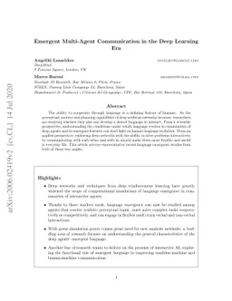 Emergent Multi-Agent Communication in the Deep Learning Era