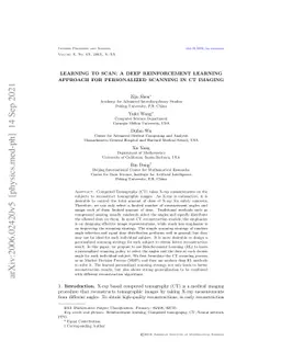 Learning to Scan: A Deep Reinforcement Learning Approach for
  Personalized Scanning in CT Imaging