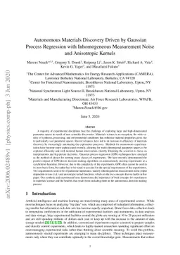 Autonomous Materials Discovery Driven by Gaussian Process Regression
  with Inhomogeneous Measurement Noise and Anisotropic Kernels