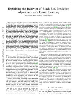 Explaining the Behavior of Black-Box Prediction Algorithms with Causal Learning