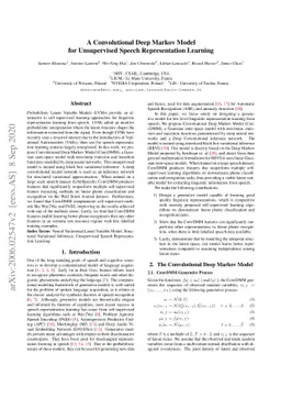 A Convolutional Deep Markov Model for Unsupervised Speech Representation
  Learning
