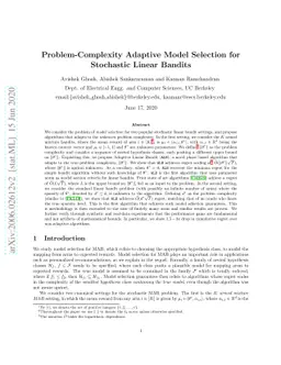 Problem-Complexity Adaptive Model Selection for Stochastic Linear
  Bandits
