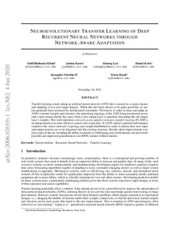 Neuroevolutionary Transfer Learning of Deep Recurrent Neural Networks
  through Network-Aware Adaptation