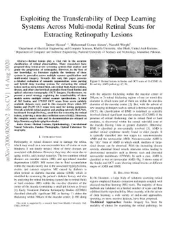 Exploiting the Transferability of Deep Learning Systems Across
  Multi-modal Retinal Scans for Extracting Retinopathy Lesions