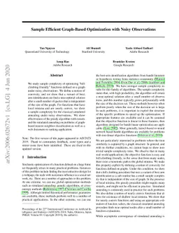 Sample Efficient Graph-Based Optimization with Noisy Observations