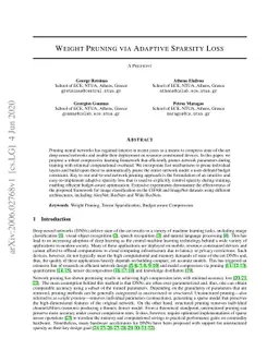Weight Pruning via Adaptive Sparsity Loss