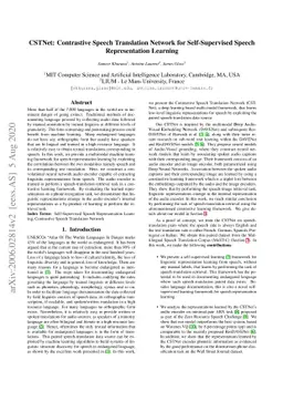 CSTNet: Contrastive Speech Translation Network for Self-Supervised
  Speech Representation Learning