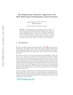 The Requirement Gatherers' Approach to the 2019 Multi-Agent Programming
  Contest Scenario