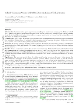 Refined Continuous Control of DDPG Actors via Parametrised Activation