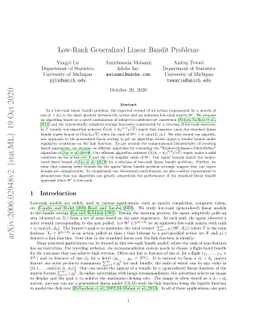 Low-Rank Generalized Linear Bandit Problems