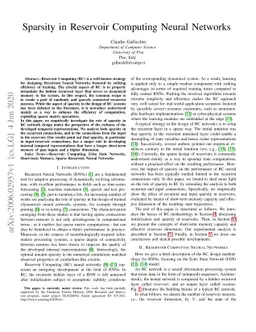 Sparsity in Reservoir Computing Neural Networks