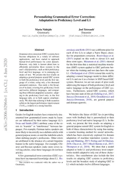 Personalizing Grammatical Error Correction: Adaptation to Proficiency
  Level and L1