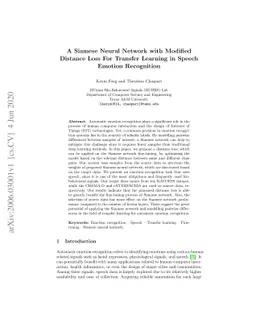 A Siamese Neural Network with Modified Distance Loss For Transfer
  Learning in Speech Emotion Recognition