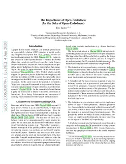 The Importance of Open-Endedness (for the Sake of Open-Endedness)