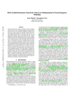MLE-guided parameter search for task loss minimization in neural
  sequence modeling