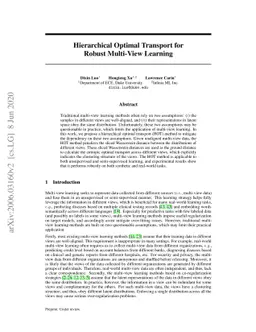 Hierarchical Optimal Transport for Robust Multi-View Learning