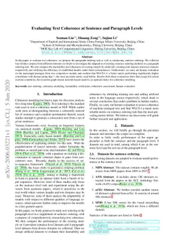 Evaluating Text Coherence at Sentence and Paragraph Levels