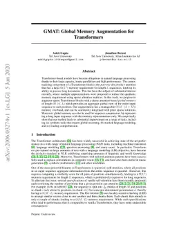 GMAT: Global Memory Augmentation for Transformers