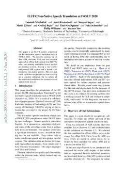 ELITR Non-Native Speech Translation at IWSLT 2020