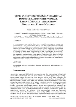 Topic Detection from Conversational Dialogue Corpus with Parallel
  Dirichlet Allocation Model and Elbow Method