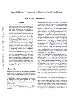 Sparsified Linear Programming for Zero-Sum Equilibrium Finding