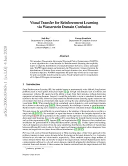 Visual Transfer for Reinforcement Learning via Wasserstein Domain
  Confusion