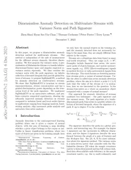 Dimensionless Anomaly Detection on Multivariate Streams with Variance
  Norm and Path Signature